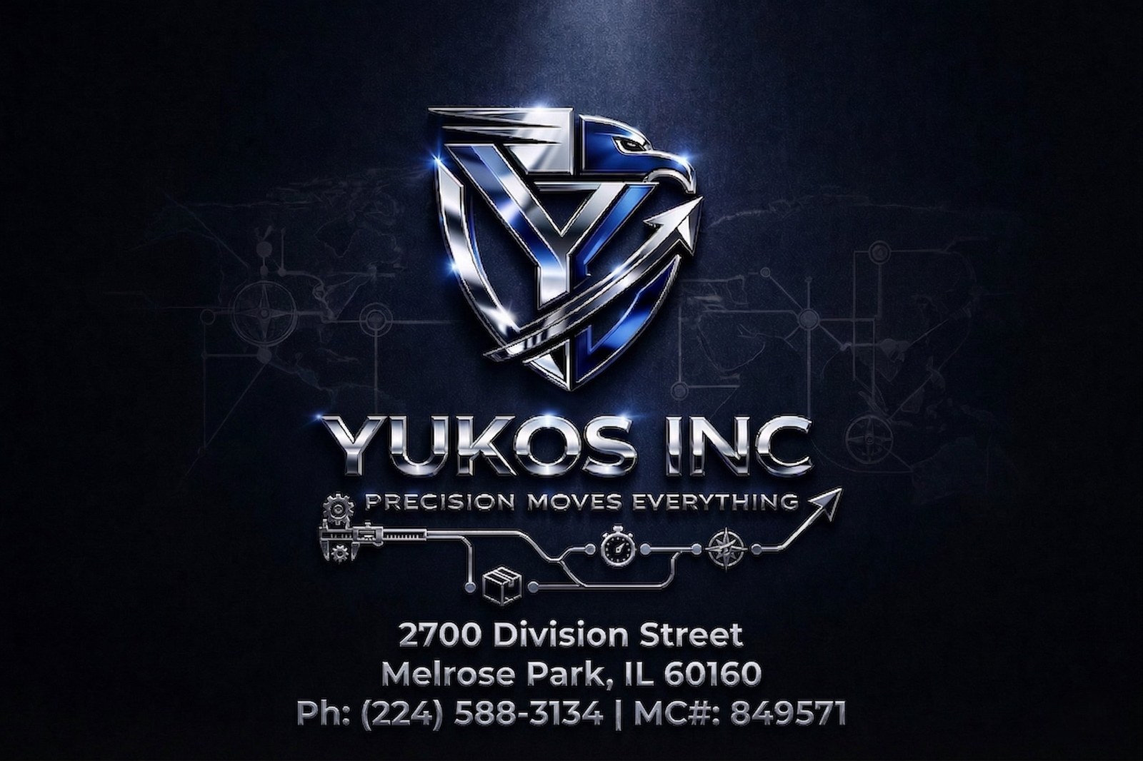 Yukos Inc — Precision Moves Everything · Melrose Park, IL · MC 849571 · USDOT 2459365